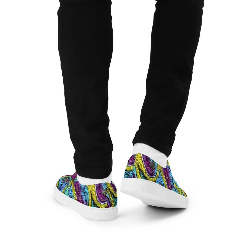 Orbiting Orbs on Men's Lace-Up Canvas Shoes — Back