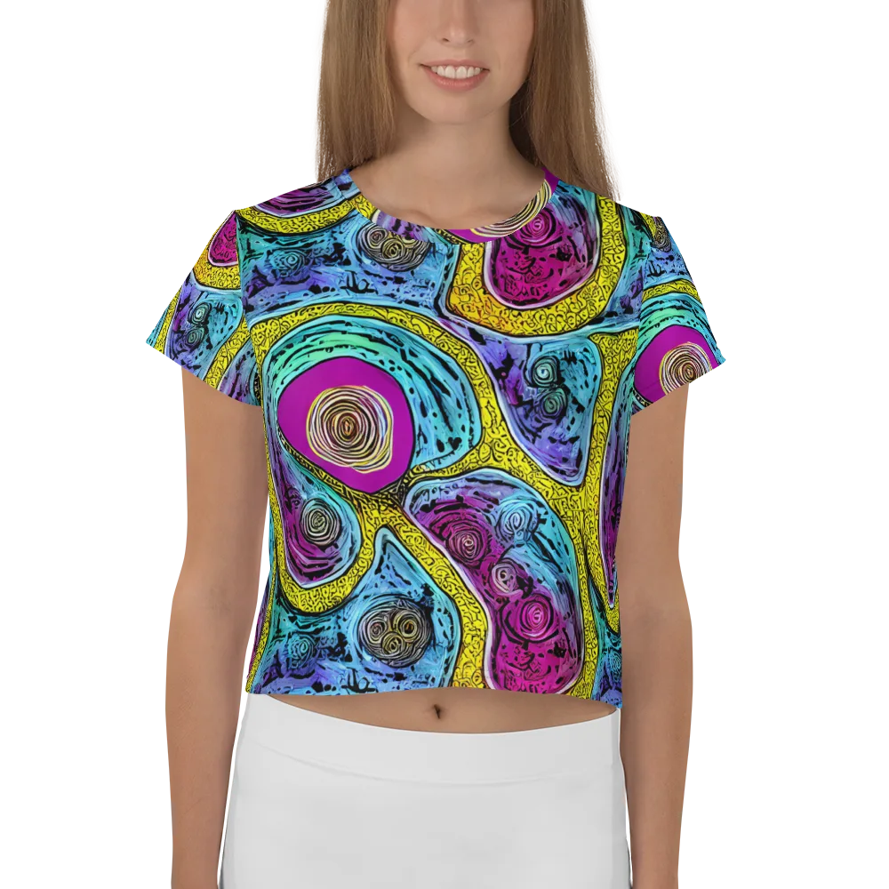 Orbiting Orbs on Crop Tee — Front