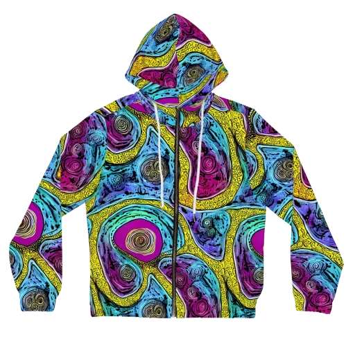 Orbiting Orbs on a Women's Full-Zip Hoodie