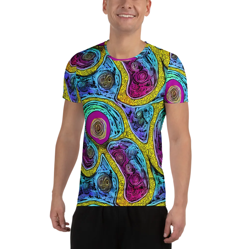 Orbiting Orbs on Men's Athletic T-Shirt — Front