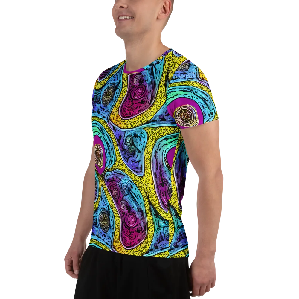 Orbiting Orbs on Men's Athletic T-Shirt — Left