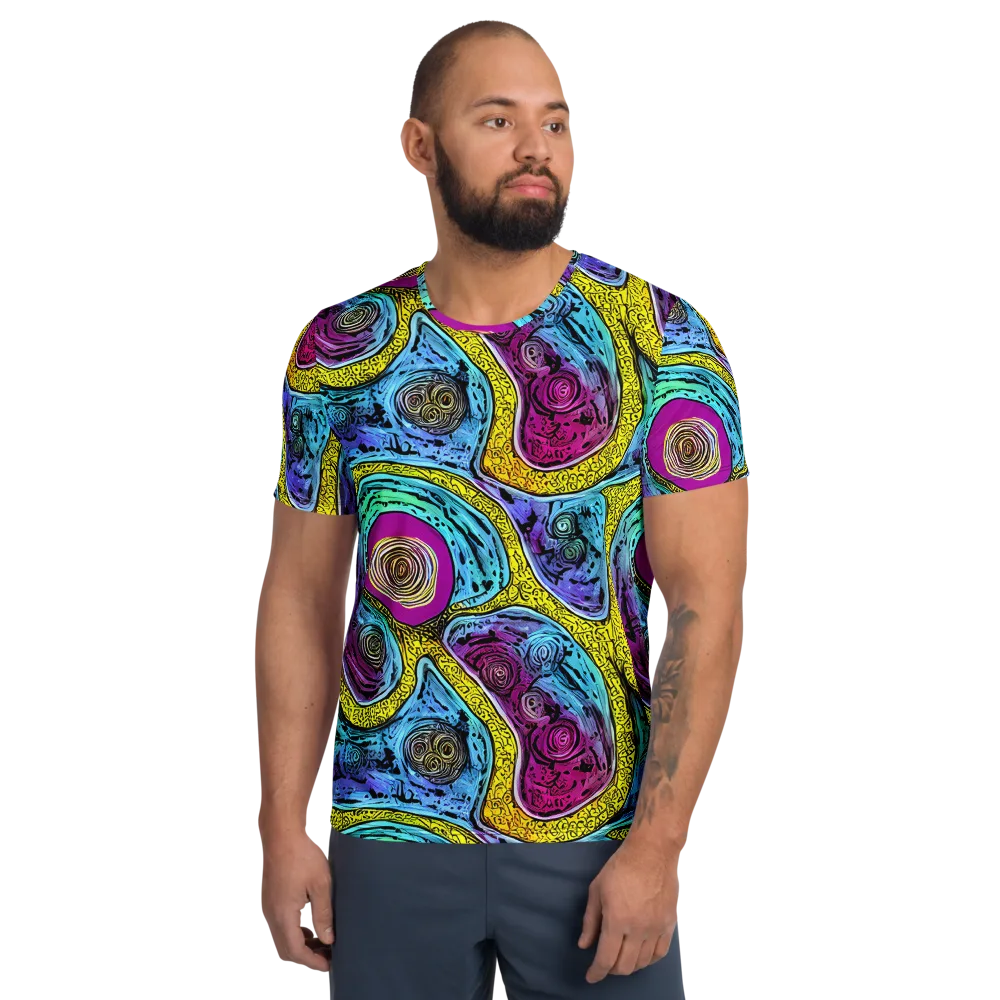 Orbiting Orbs on Men's Athletic T-Shirt — Front