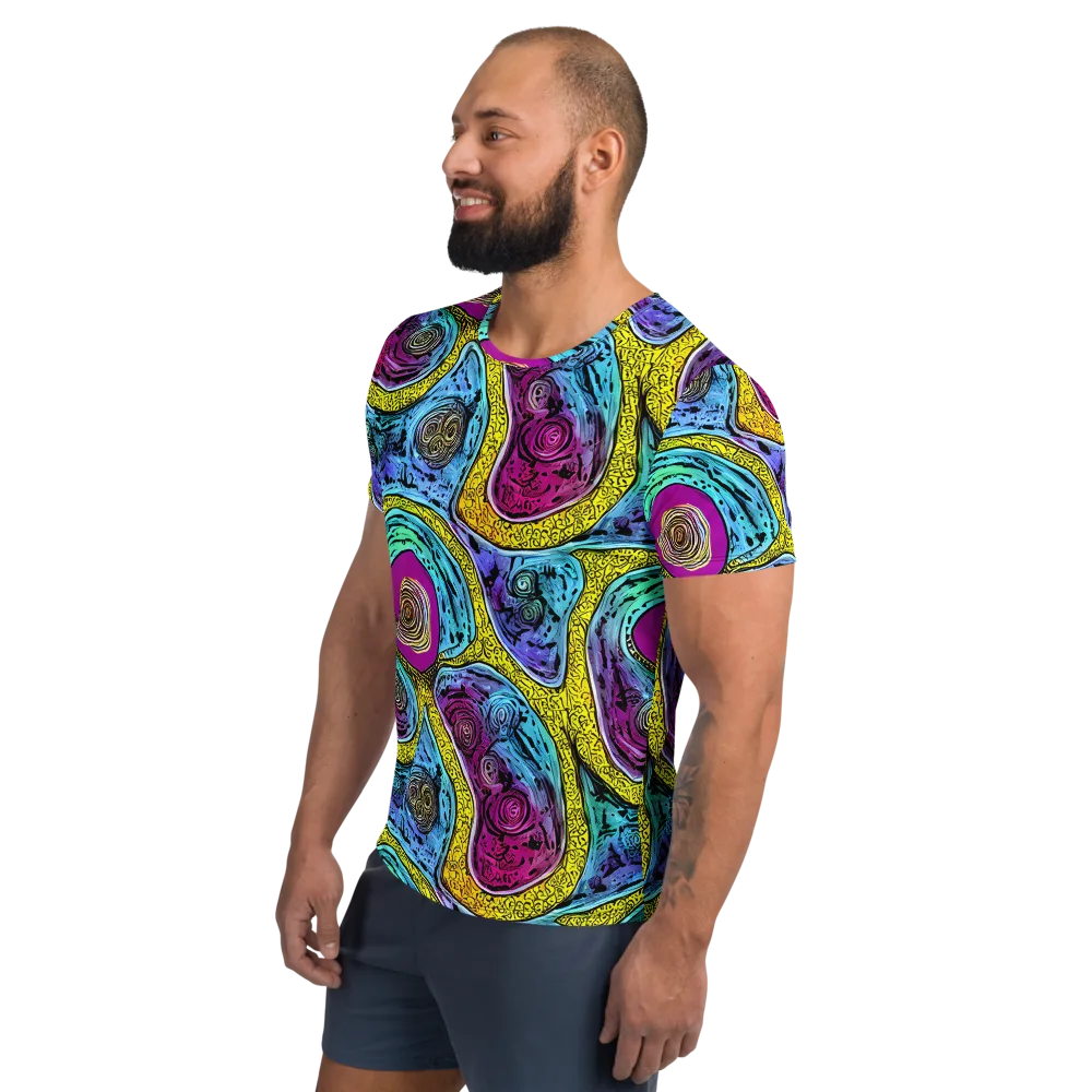 Orbiting Orbs on Men's Athletic T-Shirt — Left