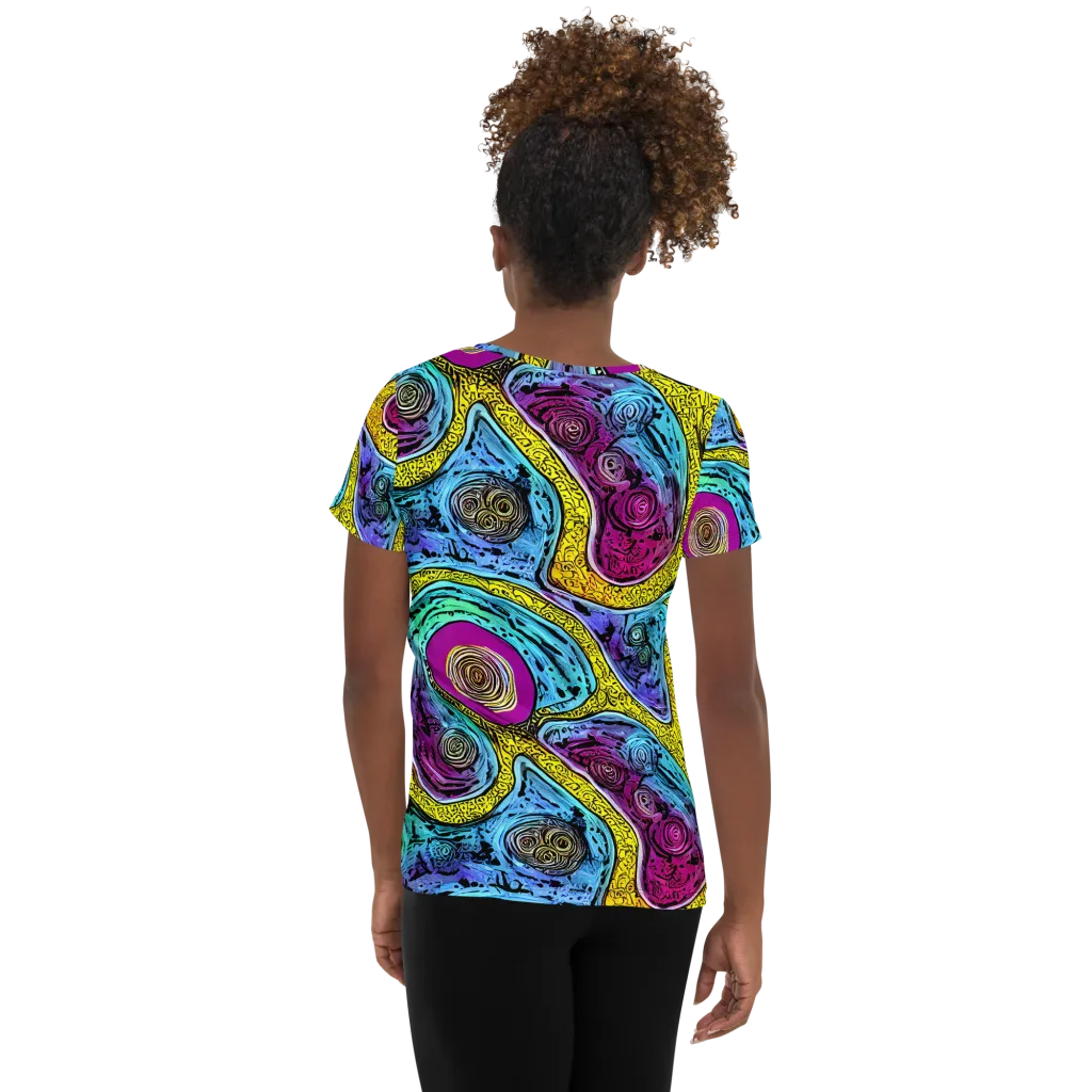 Orbiting Orbs on Women's Athletic T-Shirt — Back