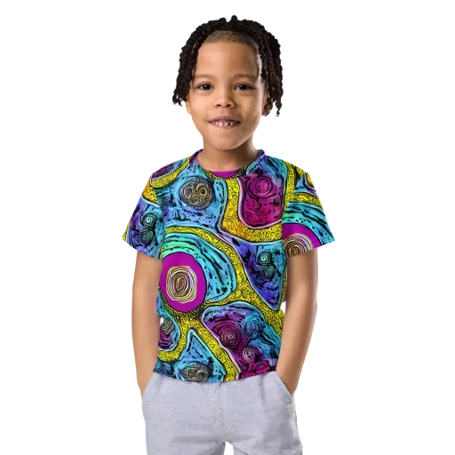 Orbiting Orbs on a Kids Crew Neck T-Shirt