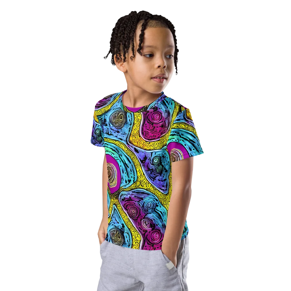 Orbiting Orbs on Kids Crew Neck T-Shirt — Left Front