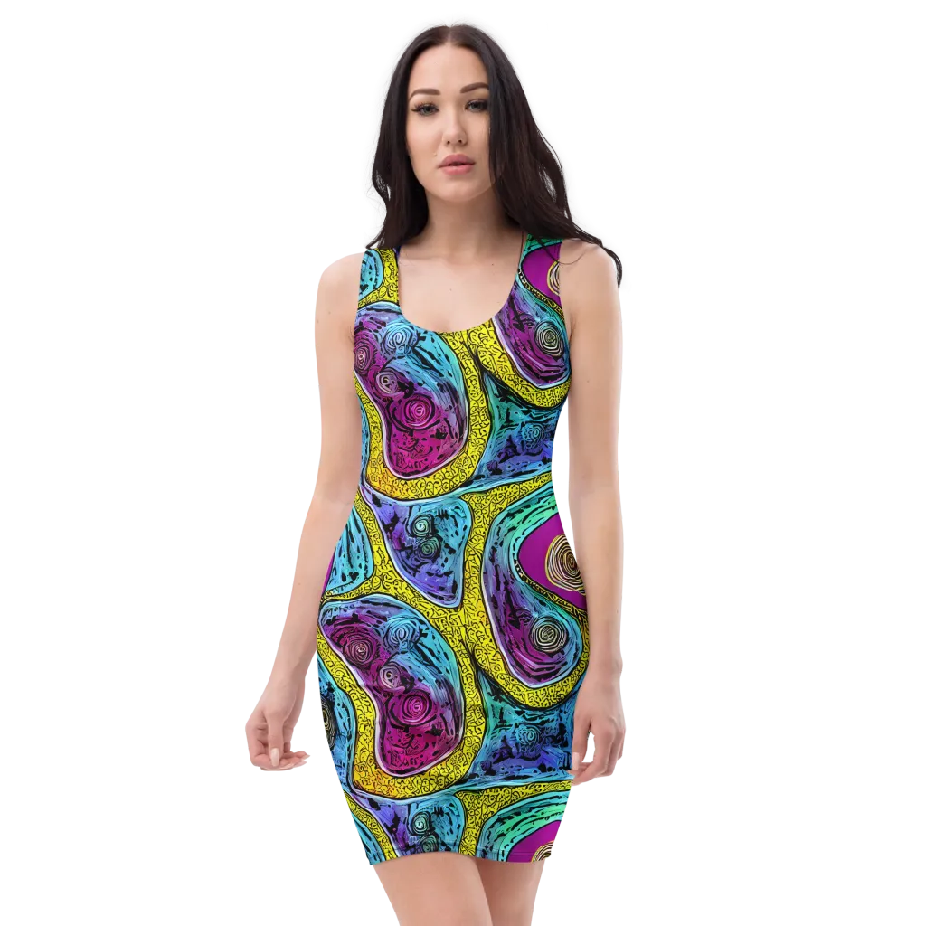 Orbiting Orbs on Bodycon Dress — Front