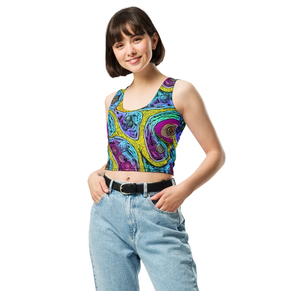 Orbiting Orbs on Crop Top — Front