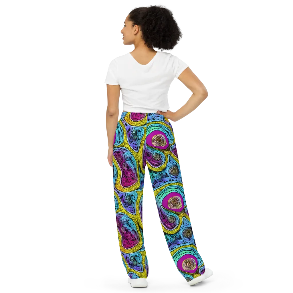 Orbiting Orbs on Wide-Leg Pants — Back