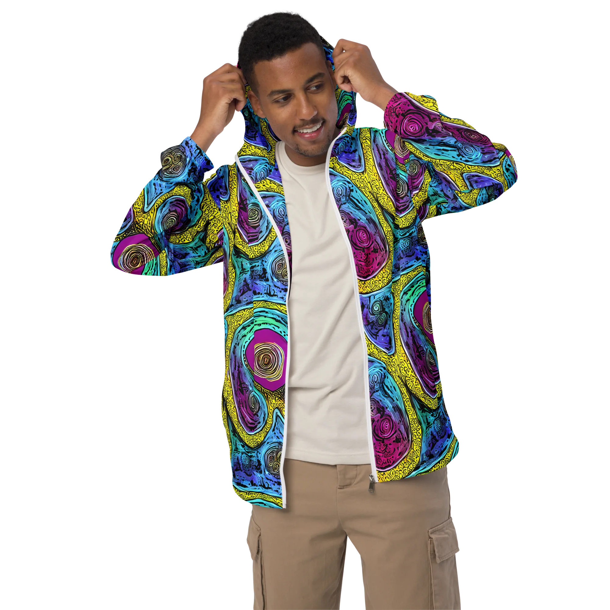 Orbiting Orbs on Men's Windbreaker — Front