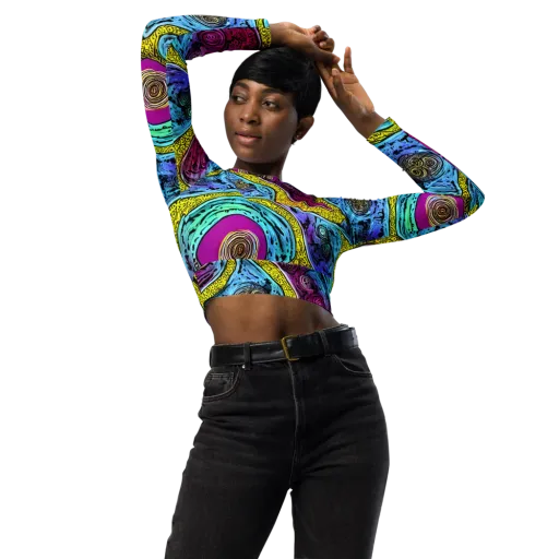 Orbiting Orbs on a Long Sleeve Crop Top