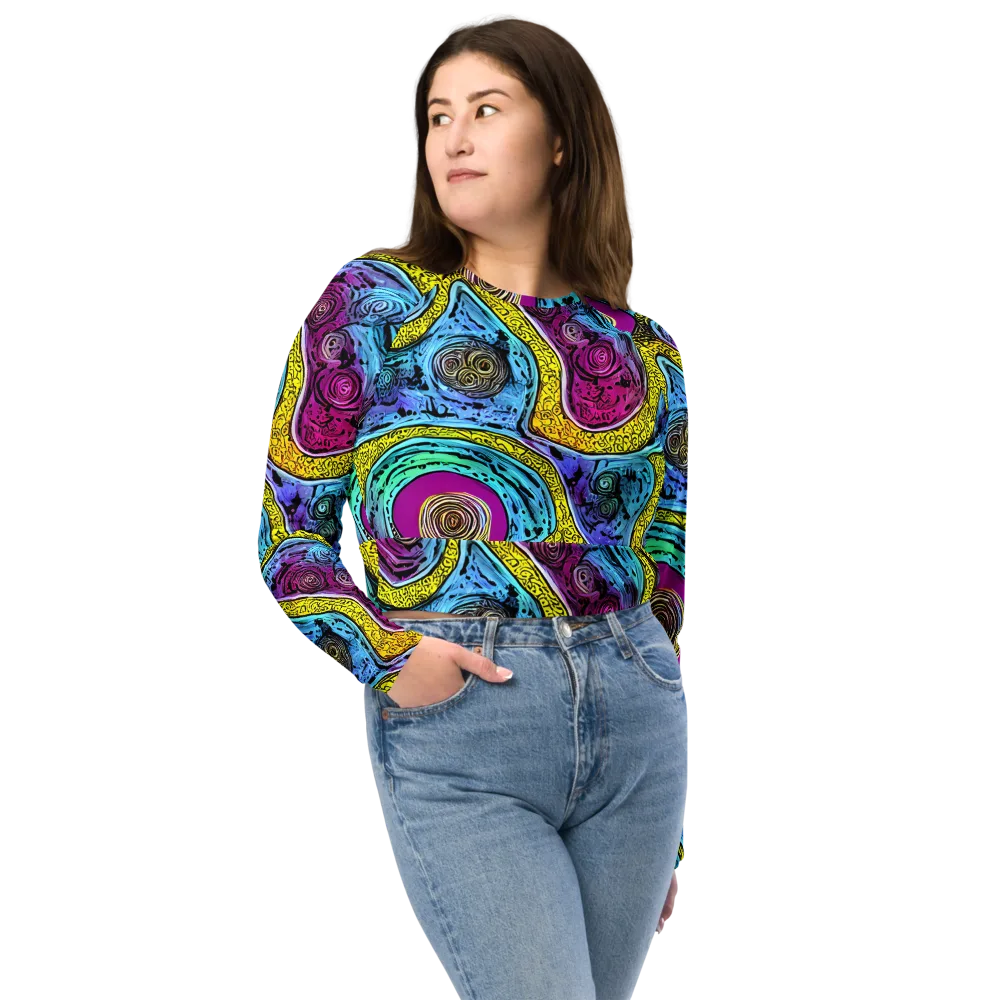 Orbiting Orbs on Long Sleeve Crop Top — Front