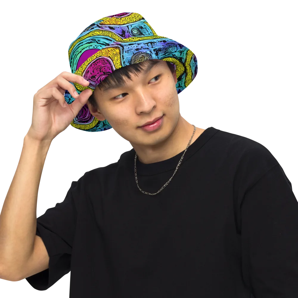 Orbiting Orbs on Reversible Bucket Hat — Front Inside
