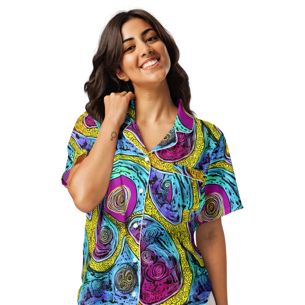 Orbiting Orbs on Women's Short Sleeve Pajama Top — Front