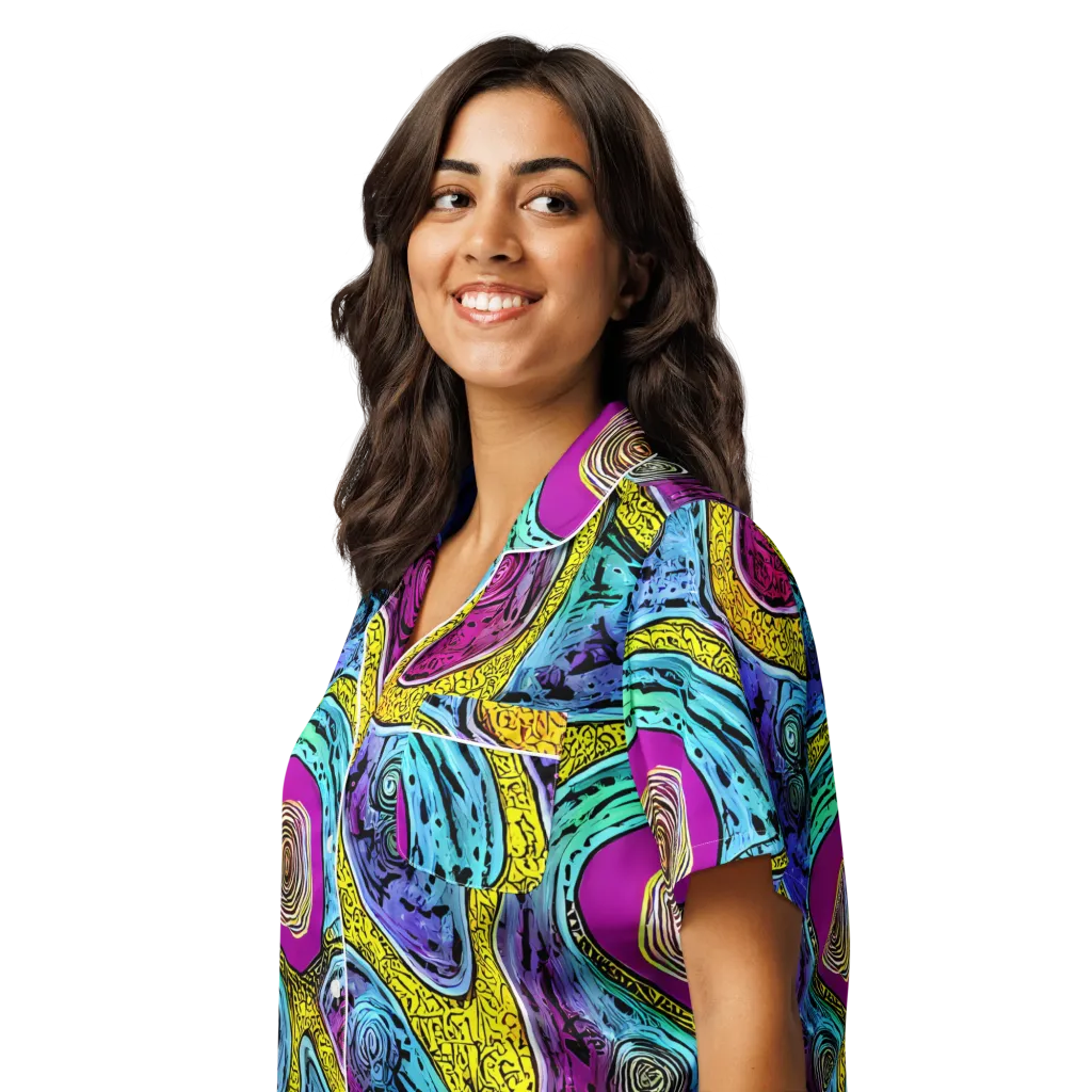 Orbiting Orbs on Women's Short Sleeve Pajama Top — Left Front