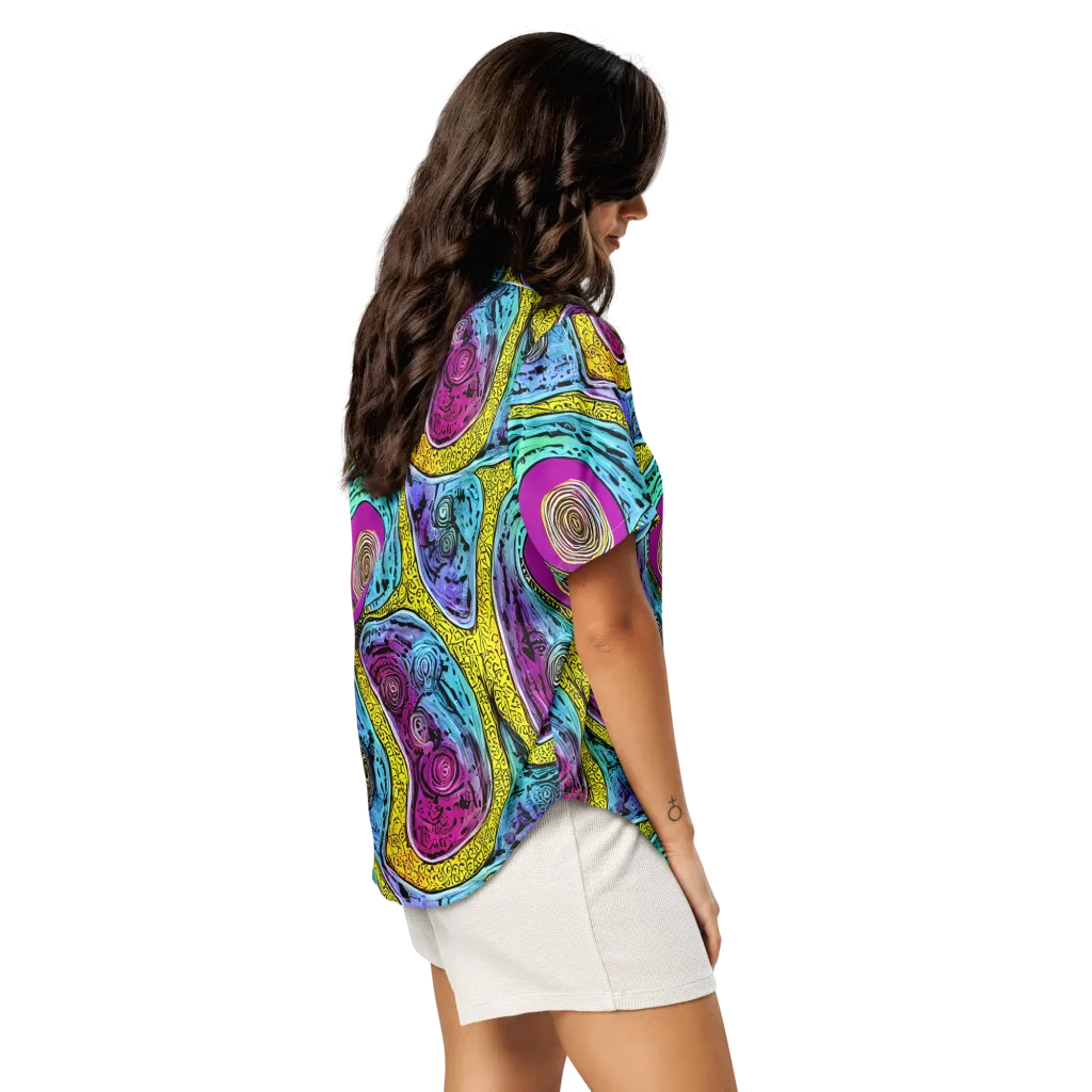 Orbiting Orbs on Women's Short Sleeve Pajama Top — Right Back