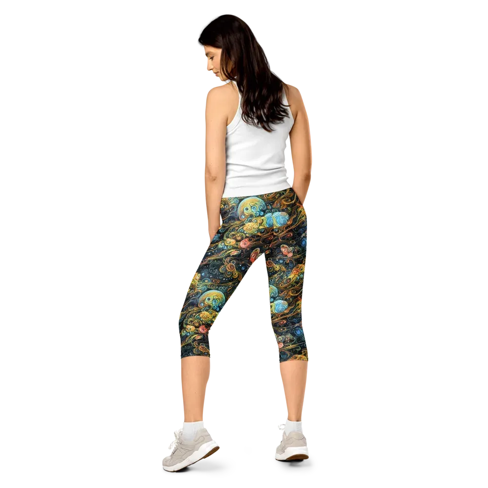 Wild Cosmos on Capri Leggings — Back