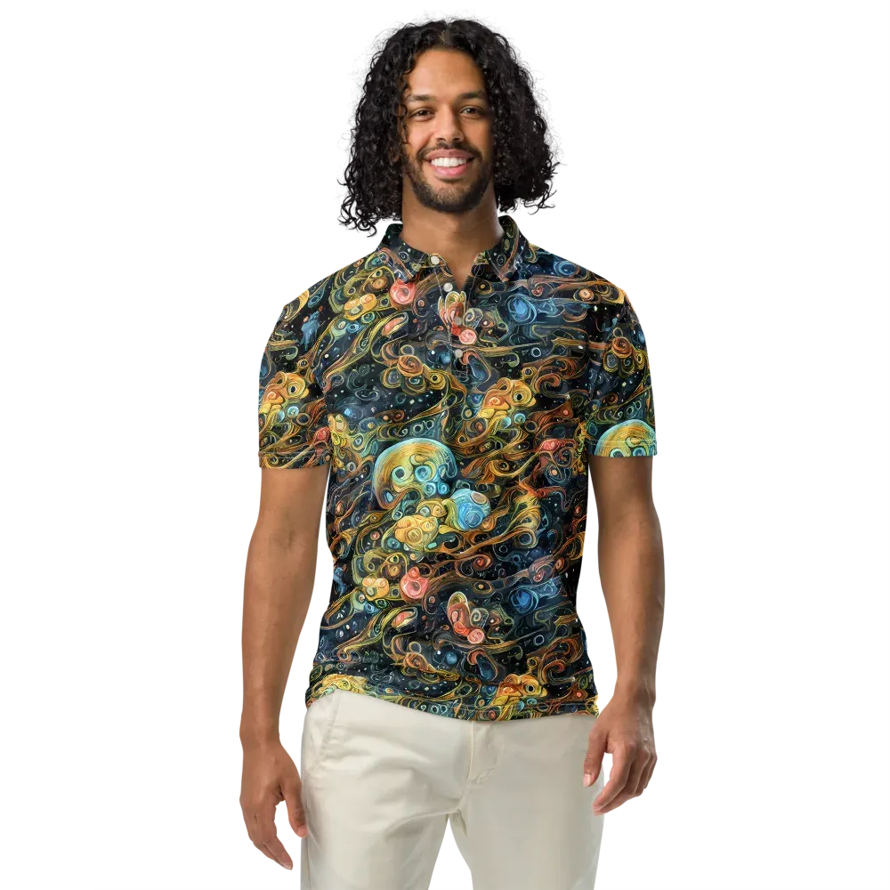 Wild Cosmos on Men's Slim Fit Polo Shirt — Front