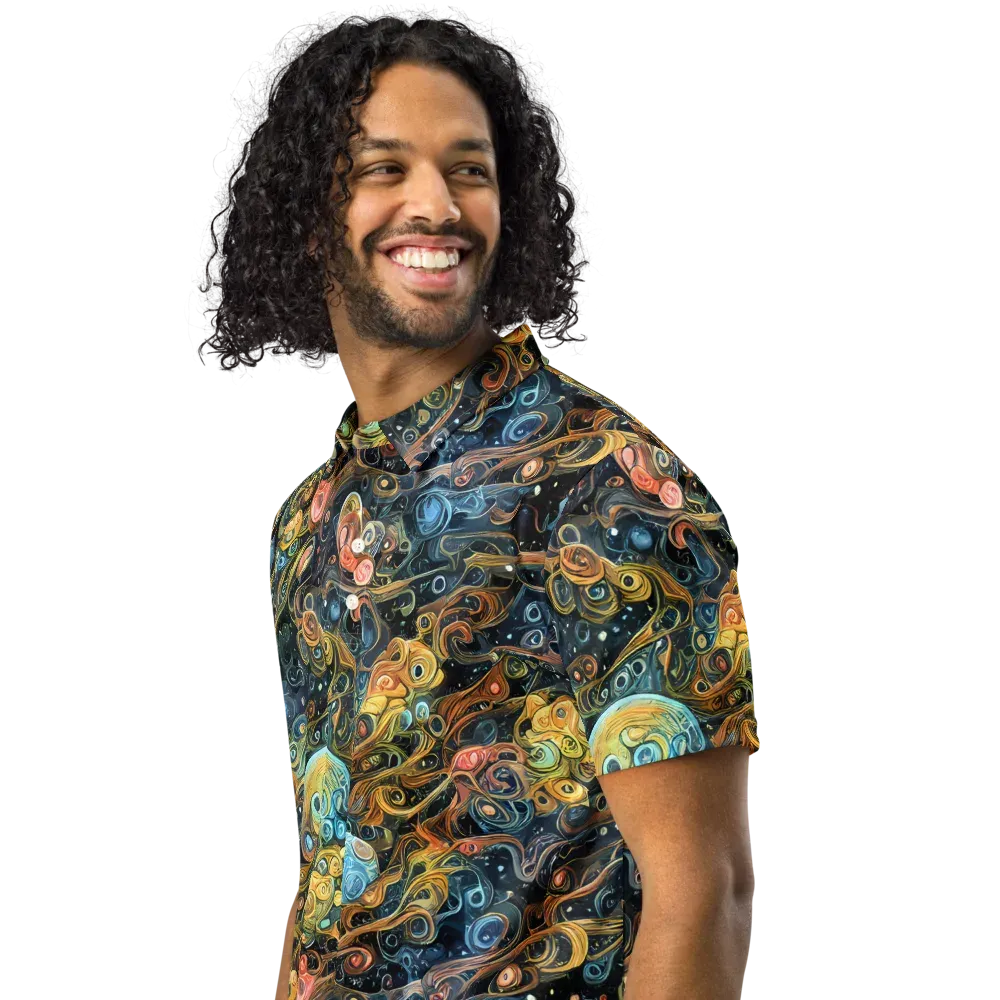 Wild Cosmos on Men's Slim Fit Polo Shirt — Left Front