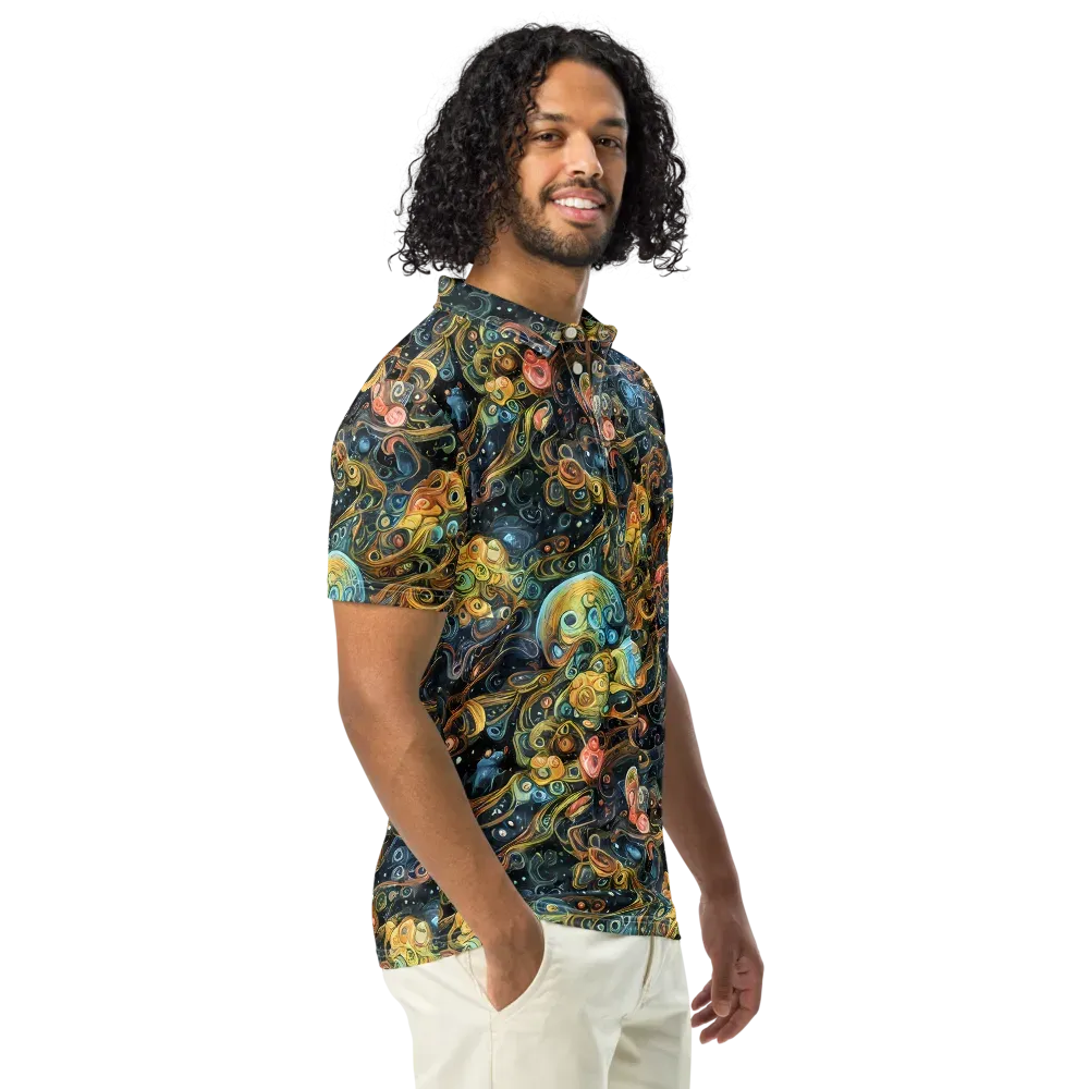 Wild Cosmos on Men's Slim Fit Polo Shirt — Right Front