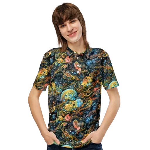 Wild Cosmos on a Men's Slim Fit Polo Shirt