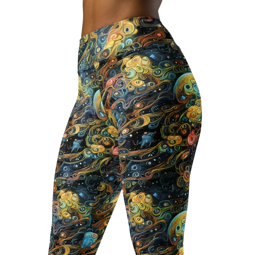 Wild Cosmos on Yoga Leggings — Left Front