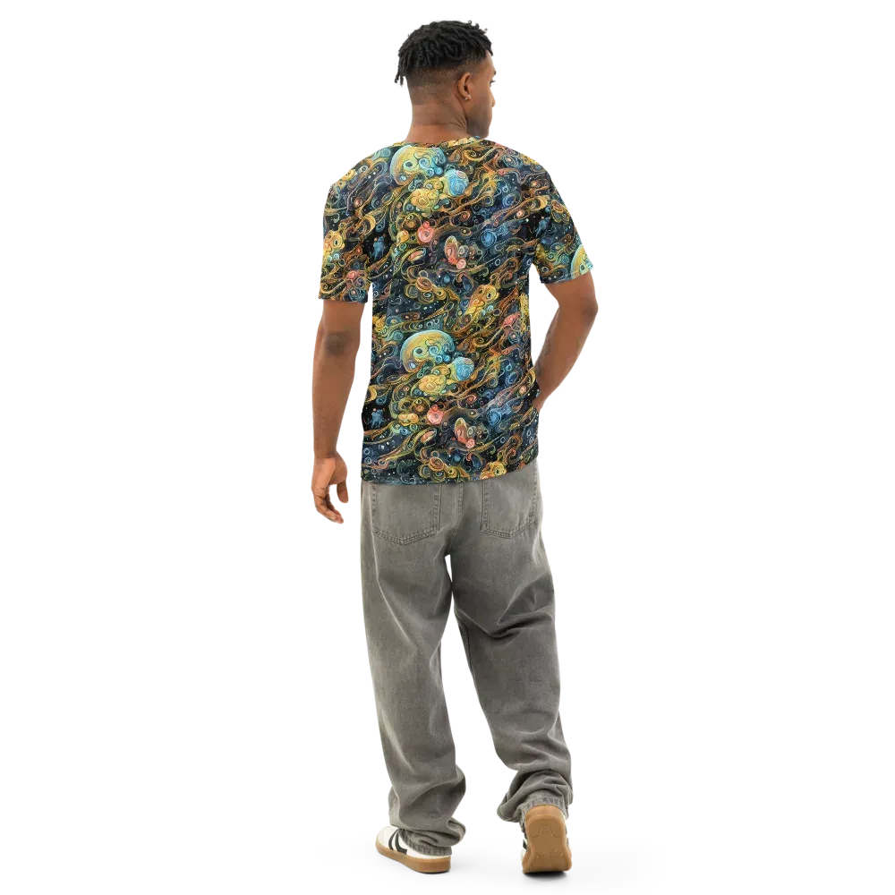 Wild Cosmos on Men's Cotton Crew Neck T-Shirt — Back