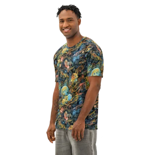 Wild Cosmos on a Men's Cotton Crew Neck T-Shirt