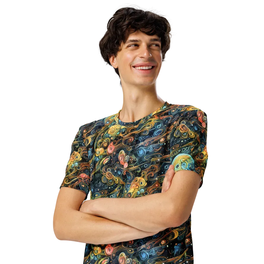 Wild Cosmos on Men's Crew Neck T-Shirt — Left Front