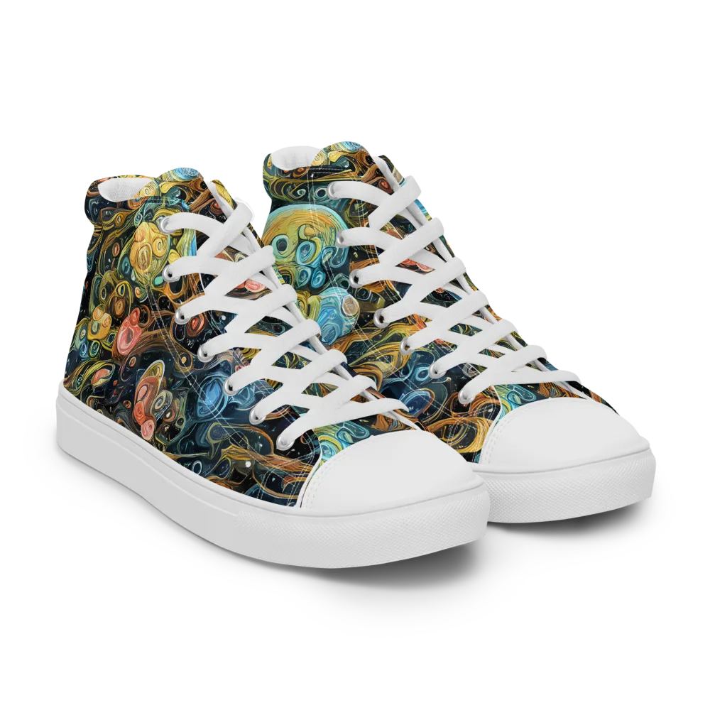 Wild Cosmos on Men's High Top Canvas Shoes — Right Front