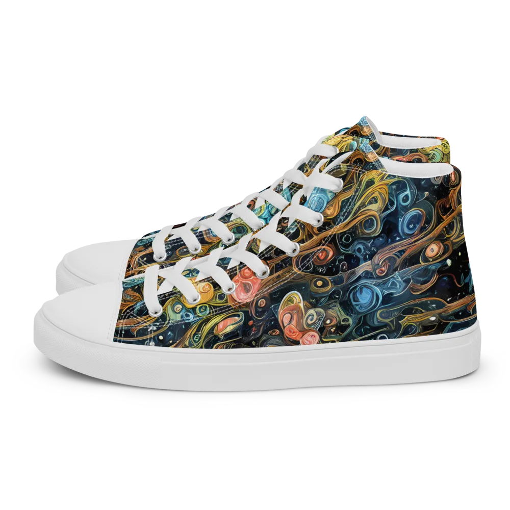 Wild Cosmos on Men's High Top Canvas Shoes — Left
