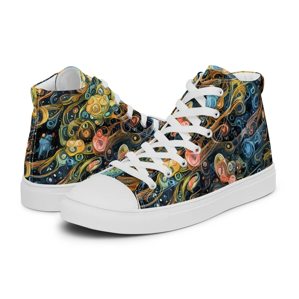 Wild Cosmos on Men's High Top Canvas Shoes — Left