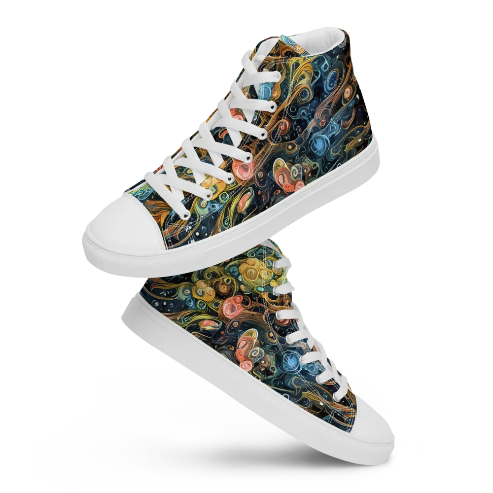 Wild Cosmos on Men's High Top Canvas Shoes — Front