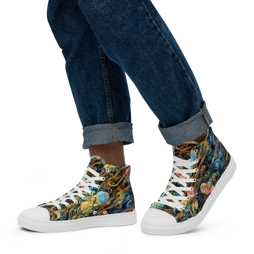 Wild Cosmos on Men's High Top Canvas Shoes — Left