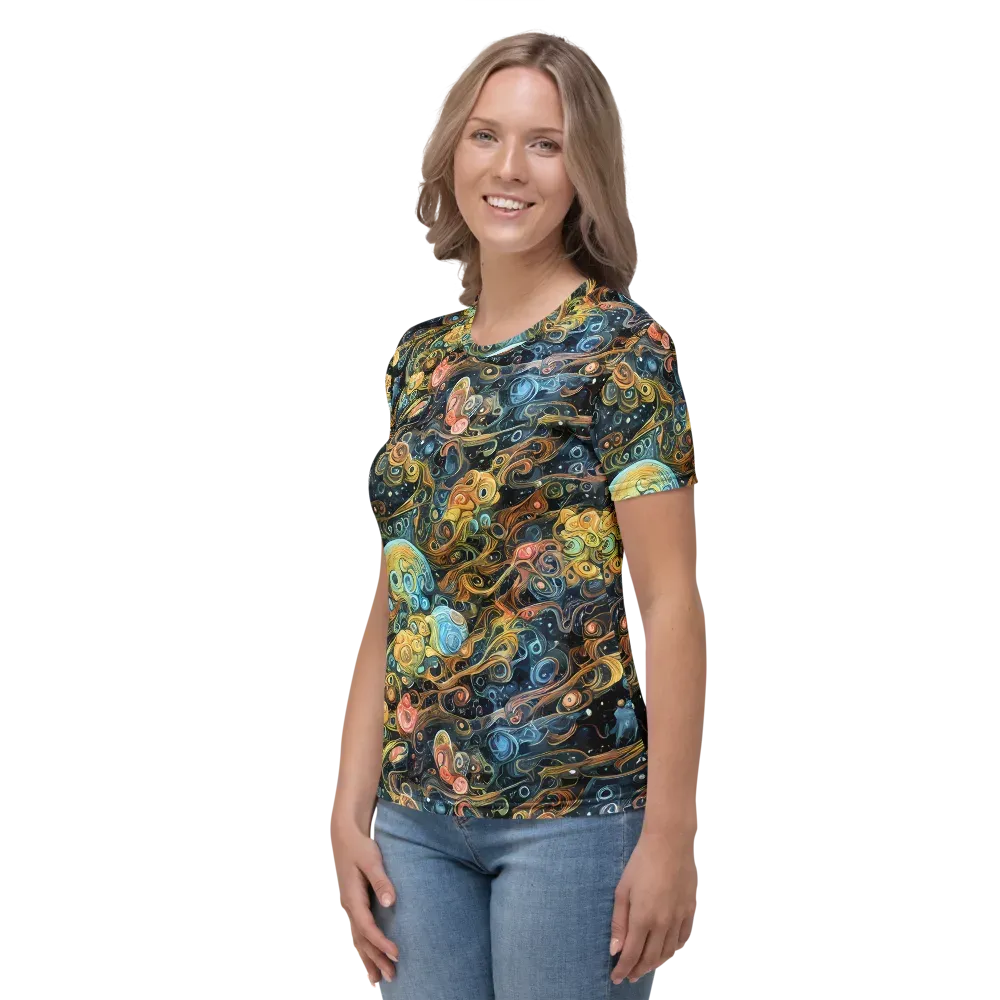 Wild Cosmos on Women's Crew Neck T-Shirt — Left
