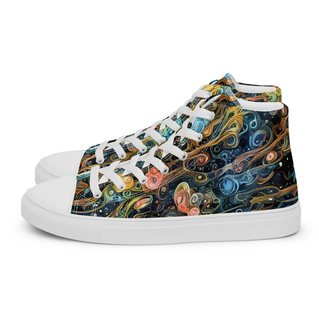 Wild Cosmos on Women's High Top Canvas Shoes — Left