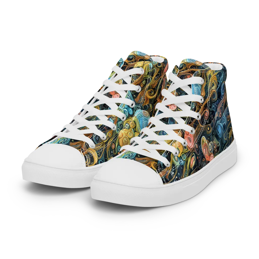 Wild Cosmos on Women's High Top Canvas Shoes — Left Front