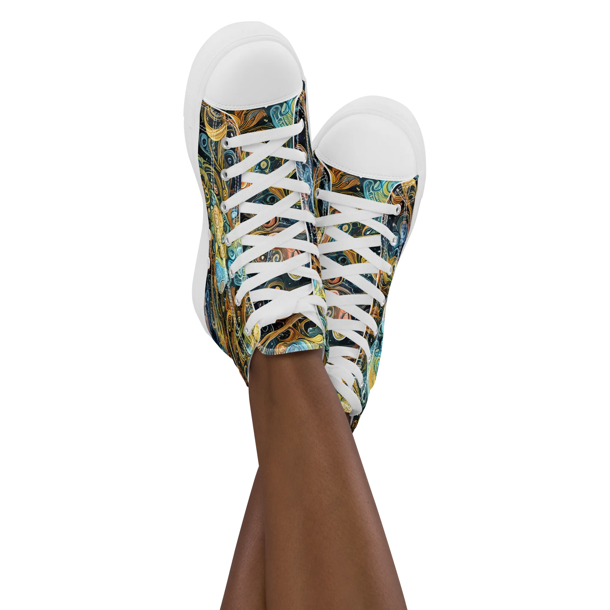 Wild Cosmos on Women's High Top Canvas Shoes — Front