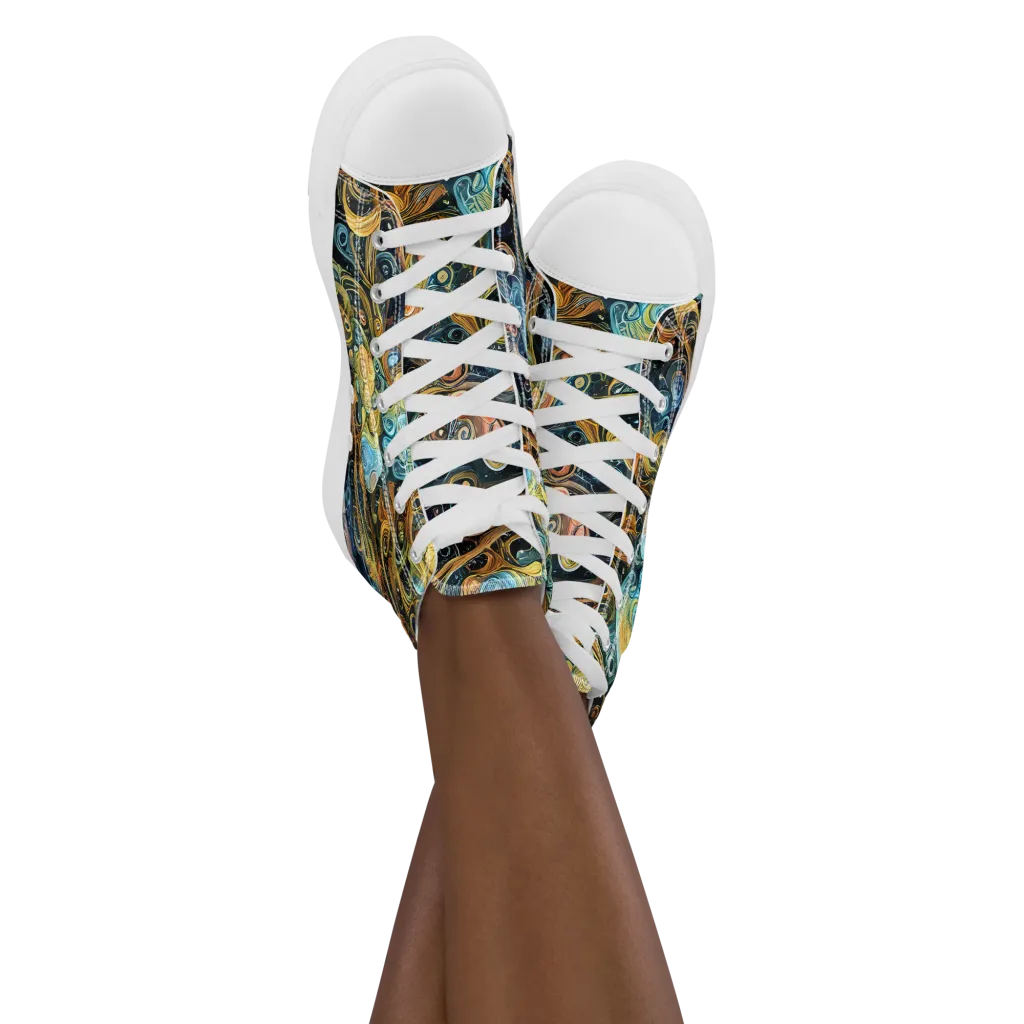 Wild Cosmos on Women's High Top Canvas Shoes — Front