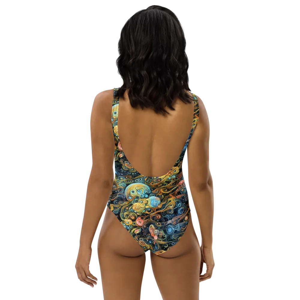 Wild Cosmos on One-Piece Swimsuit — Back