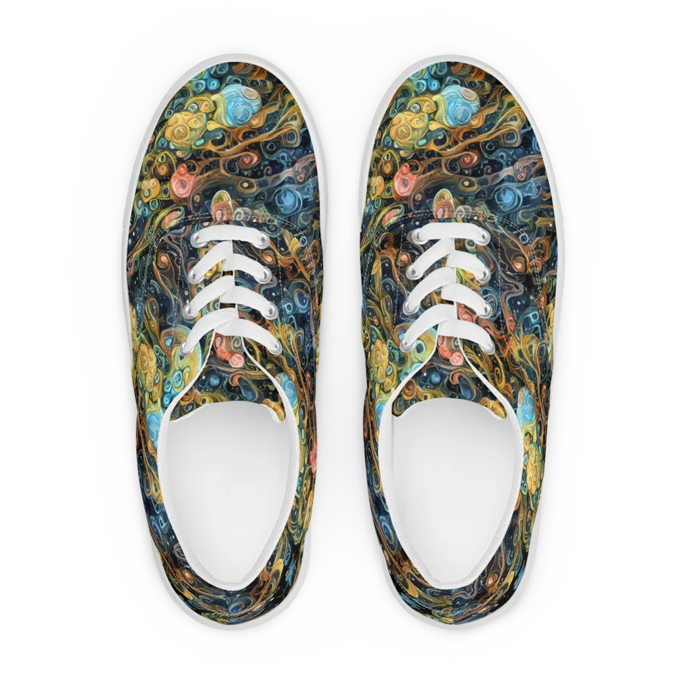 Wild Cosmos on Men's Lace-Up Canvas Shoes — Front