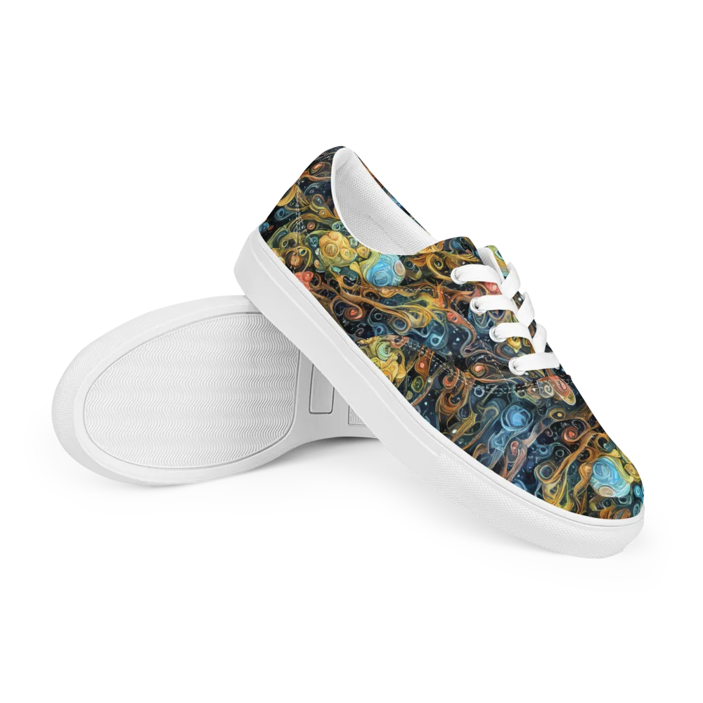 Wild Cosmos on Men's Lace-Up Canvas Shoes — Right Front