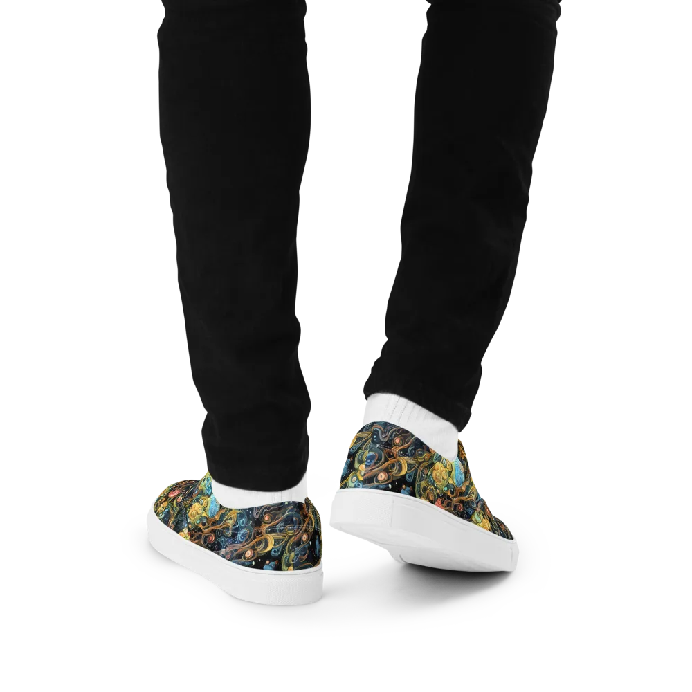 Wild Cosmos on Men's Lace-Up Canvas Shoes — Back