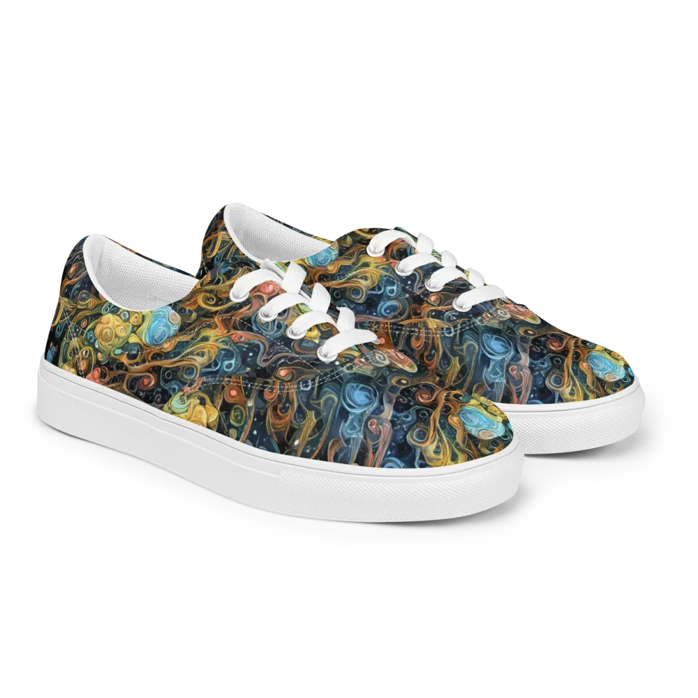 Wild Cosmos on Men's Lace-Up Canvas Shoes — Right Front