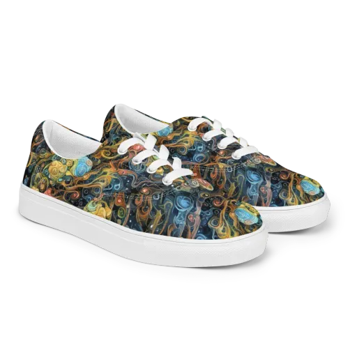 Wild Cosmos on a Men's Lace-Up Canvas Shoes