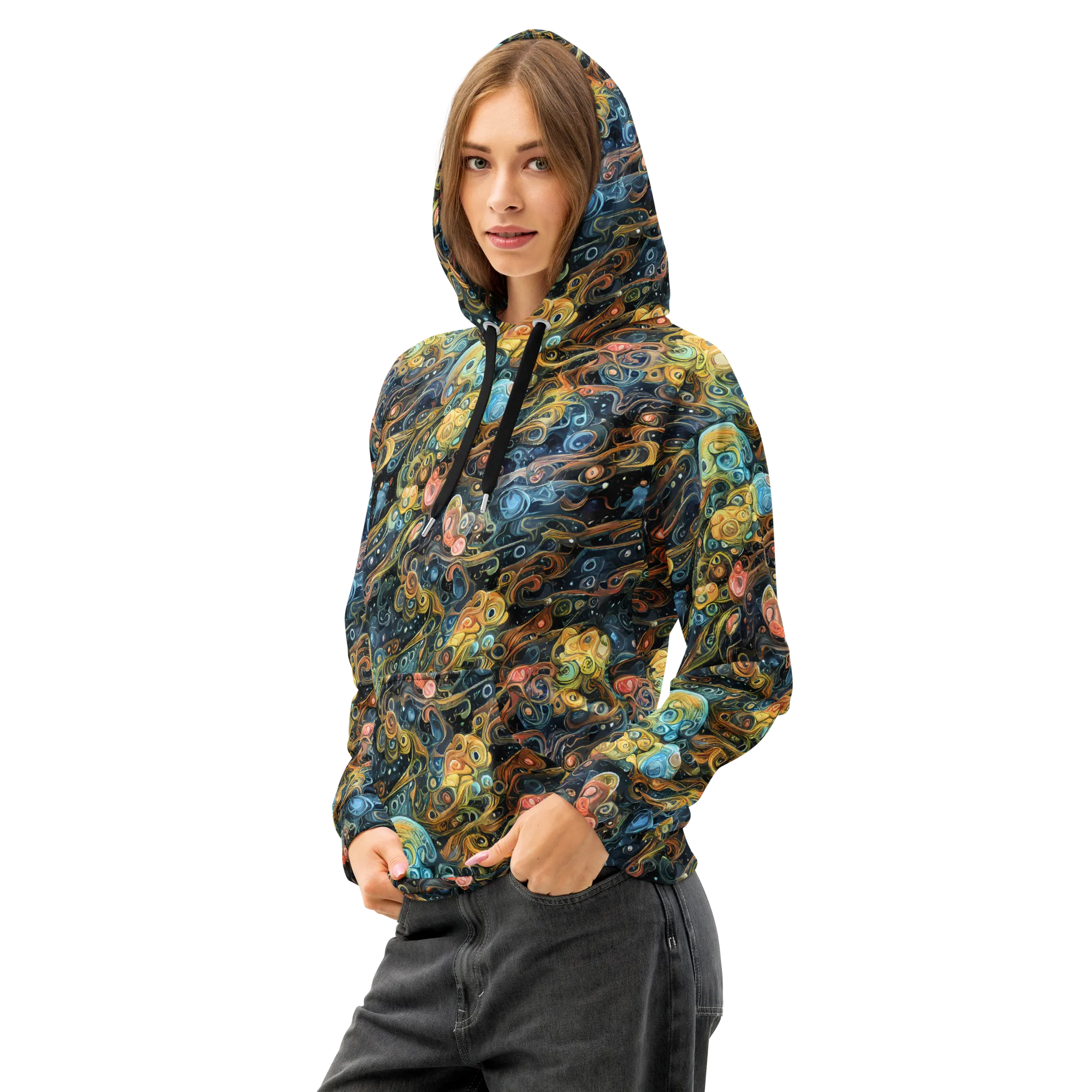 Wild Cosmos on Cotton Hoodie — Left Front
