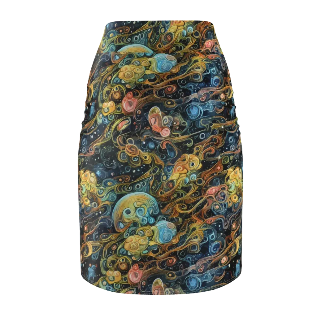Wild Cosmos on Pencil Skirt — Back