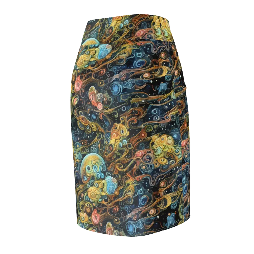 Wild Cosmos on Pencil Skirt — Back Side
