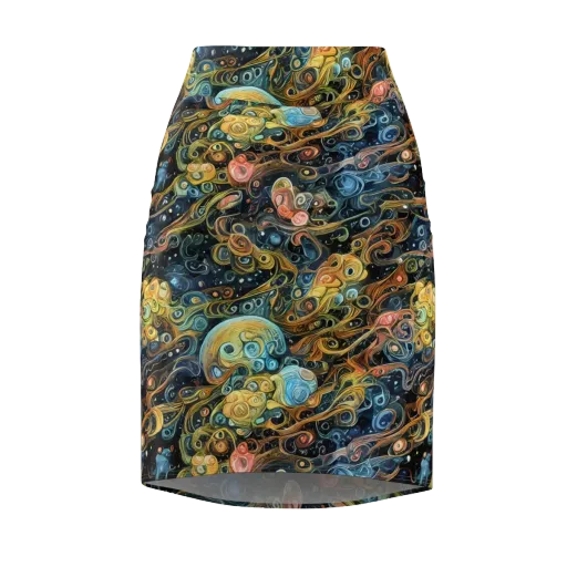 Wild Cosmos on a Pencil Skirt