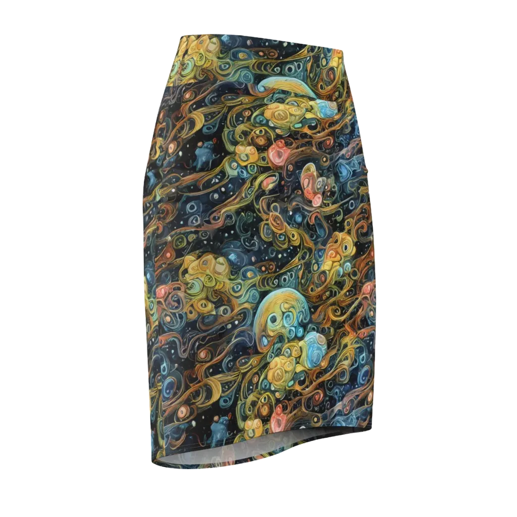 Wild Cosmos on Pencil Skirt — Front Side